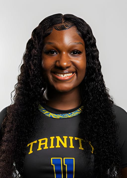 Photo of Acacia Haynes in Trinity Baptist College basketball uniform.