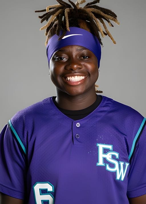 Photo of Kmari Williams in Florida SouthWestern State College softball uniform.